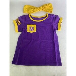Blippi Meekah Purple Short Sleeve T-Shirt with Headband Toddler Girls Size 3T